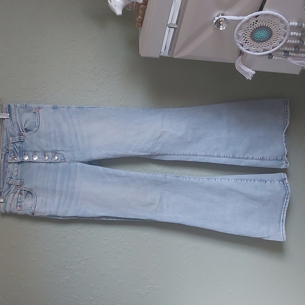 American Eagle Super Hi Rise Flare Next Level Stretch Sz 10